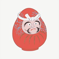 Japanese lucky doll illustration psd. Free public domain CC0 image.