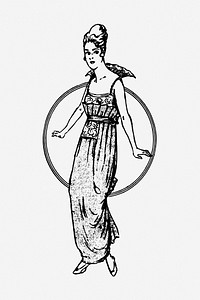 Vintage woman illustration. Free public domain CC0 image.