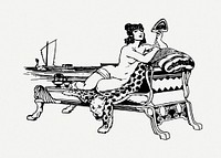 Naked woman clipart illustration psd. Free public domain CC0 image.