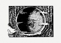 Vintage moon clipart illustration psd. Free public domain CC0 image.