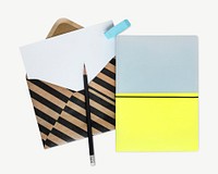 Stripe envelope & notebook collage element psd