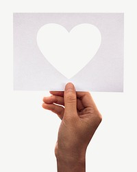 White paper heart collage element psd