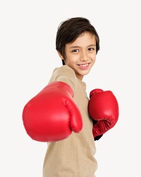 Boxing boy, isolated image
