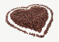Heart coffee beans collage element psd