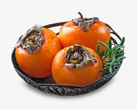 Persimmon fruit plate collage element psd