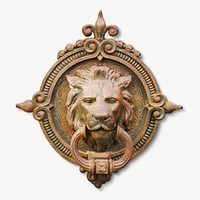 Lion head door knob collage element psd