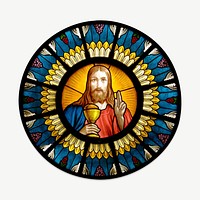 Jesus Christ badge collage element, isolated image psd