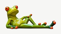 Frog lying down animal collage element psd