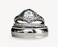 Silver wedding ring, isolated image