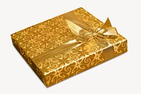 Gold Christmas present isolated image