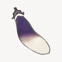 Vintage eggplant, vegetable  illustration isolated design. Remixed by rawpixel.