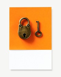 Key and padlock collage element psd