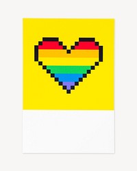 Pixelated LGBT pride rainbow heart isolated image