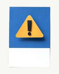 Paper craft art of a warning sign collage element psd