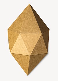 3D golden octahedral polyhedron  collage element psd