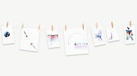 Chromatography art hanging on rope collage element psd