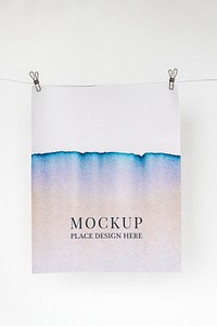 Chromatography colorful poster mockup psd hanging on the wall