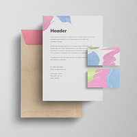 Creative corporate identity mockup psd colorful acrylic paint stationery