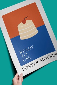 Poster mockup psd, stationery flat lay design