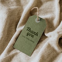 Thank you label mockup psd, paper tag