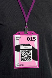 Identity card mockup psd, event staff ID qr code