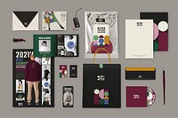 Corporate identity mockup psd in retro style for fashion and beauty brands