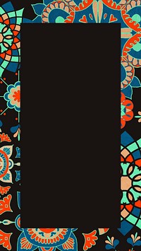 Floral pattern phone wallpaper, traditional flower frame background