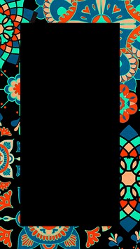 Ethnic floral pattern phone wallpaper, traditional flower frame background vector