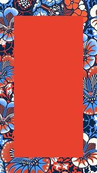 Batik flower patterned iPhone wallpaper, botanical frame background