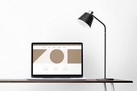 Laptop screen mockup, minimal workspace psd