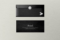 Black envelope mockup psd stationery in minimal style