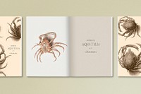 Vintage book cover mockup psd stationery with aquatic creature, remixed from artworks from édouard Manet