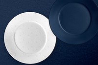 Ceramic dishes in white and blue
