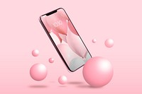 Phone screen mockup, pink aesthetic design space psd