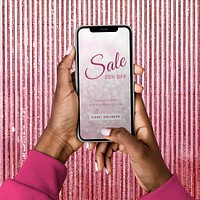 Phone screen mockup, pink aesthetic design space psd