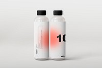 Water bottle mockup, red aura design psd