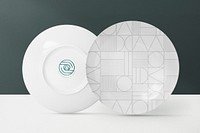 Porcelain plate mockup, abstract tableware, realistic object psd