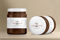 Label mockup, glass jars psd food product packaging