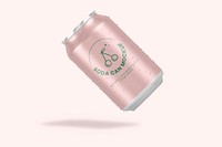 Soda can mockup psd, cute product branding