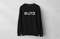 Black long sleeve mockup, men's apparel psd