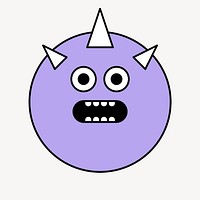 Purple horn monster, cartoon collage element psd