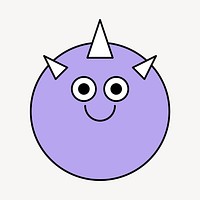 Purple horn monster, cartoon collage element psd