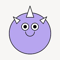 Purple horn monster, cartoon illustration