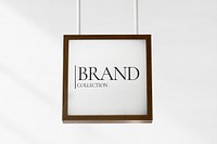 Square sign mockup, realistic branding design psd