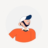 Man in basketball cap cartoon psd