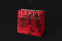 Shopping bag mockup, Chinese New Year celebration psd