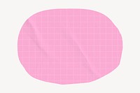 Pink grid paper shape badge, off white background psd