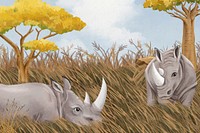 Rhino wildlife background, cute design