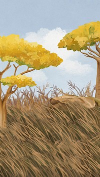 Baobab tree iPhone wallpaper, blue sky design