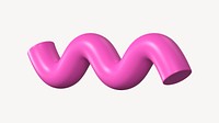 Pink squiggle shape, 3D abstract graphic psd
